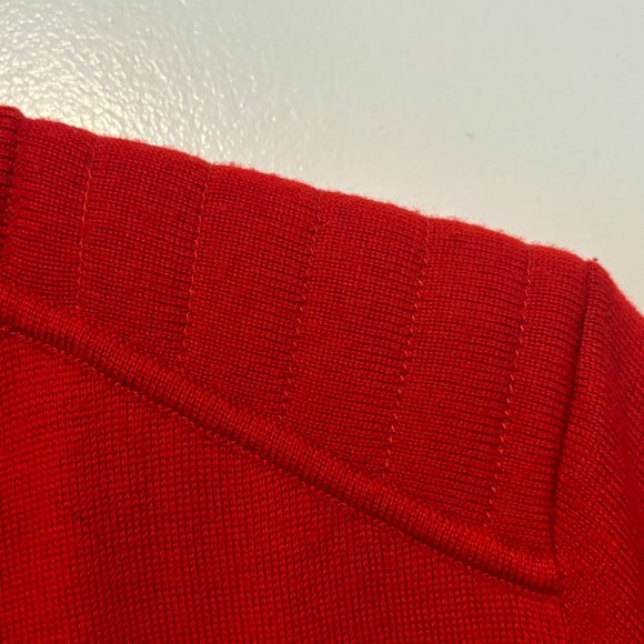 Polo Ralph Lauren Golf Red Quarter-Zip Wool Sweater with Shoulder pads - Medium - Picture 10 of 11